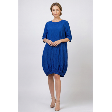 Rochie midi cu volum tip balon din tafta cu memorie, albastru electric