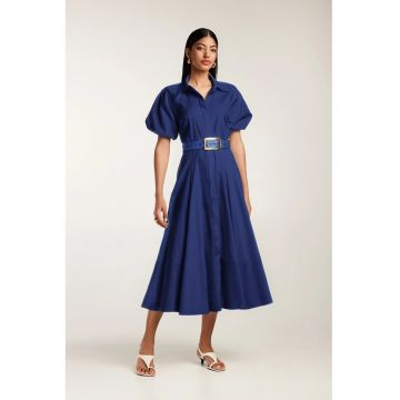 Rochie midi din bumbac tip camasa cu maneci scurte Oman