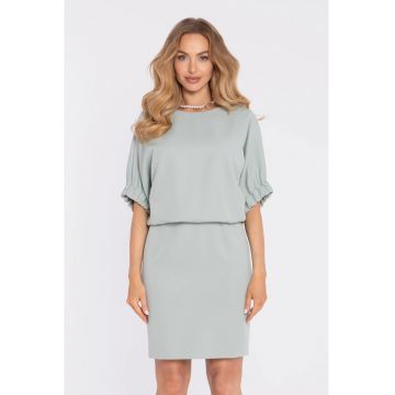 Rochie midi dreapta cu decolteu rotund - Verde menta