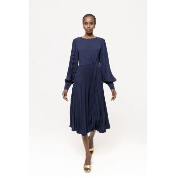 Rochie midi plisata - Bleumarin