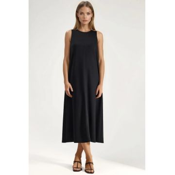 Rochie Midi  Relaxed Fit - maneci lungi - negru - tricot