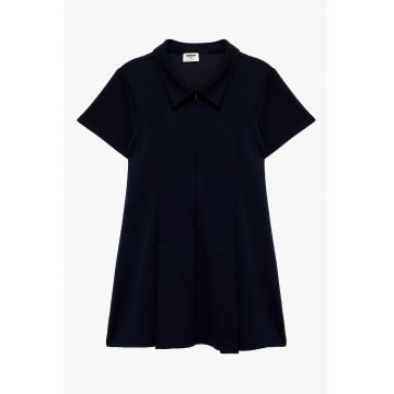 Rochie mini cu guler polo - Albastru ultramarin