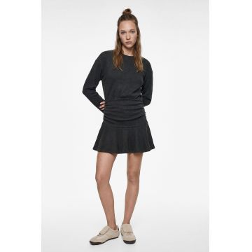 Rochie mini cu maneci lungi si drapaje - Gri inchis