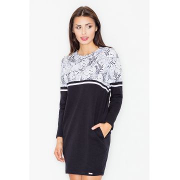 Rochie mini dama Carnwene M510 alb-negru - Alb/Negru