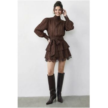 Rochie Mini  Guler Inalt - Maro - Poliester -