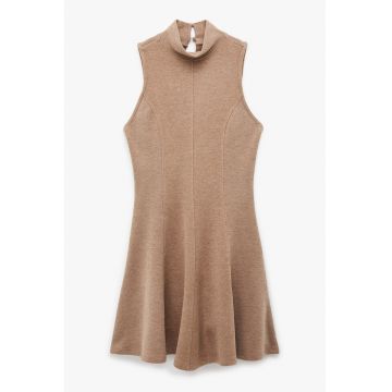 Rochie scurta cu guler scurt - Bej melange