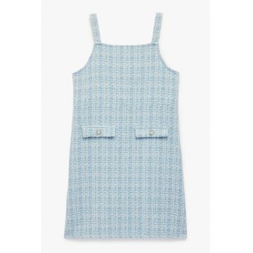 Sarafan din tuid - Alb/Albastru lavanda