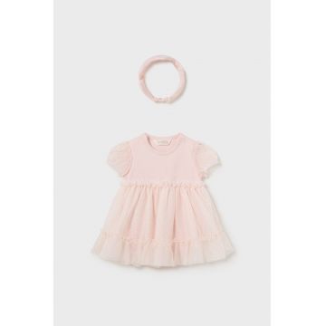 Set de rochie evazata si bentita - Roz pal