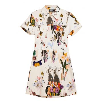 Rochie camasa  cu nasturi ecru - Ecru