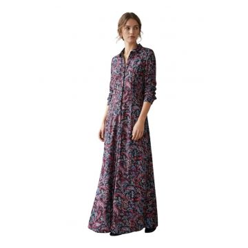 Rochie-camasa maxi cu model paisley -