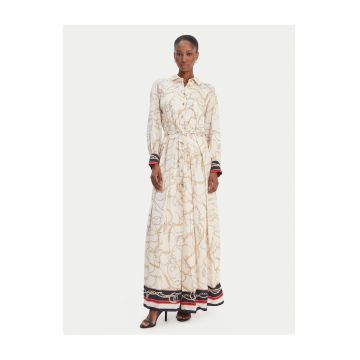 Rochie camasa -  nasturi - ecru cu viscoza