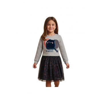 Rochie-combi cu imprimeu -