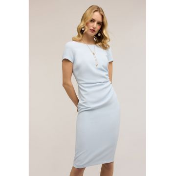 Rochie creion cu decolteu in V pe partea din spate - Albastru pastel