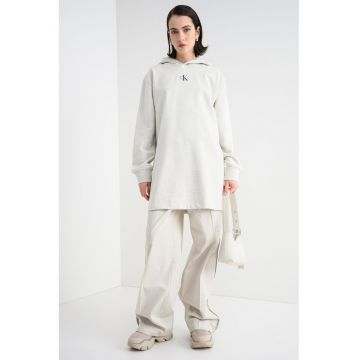 Rochie cu gluga si croiala lejera - Alb