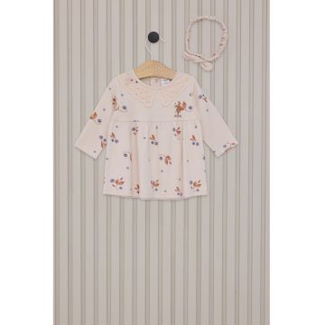 Rochie cu imprimeu floral - Crem