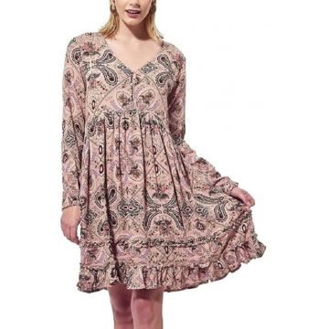 Rochie cu model paisley Nomadia - Rosu/Bej