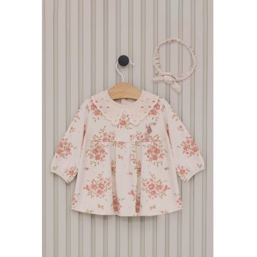 Rochie de bumbac - Bej/Roz prafuit