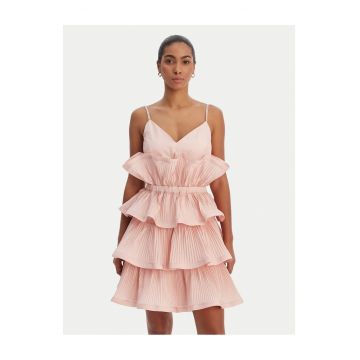 Rochie de cocktail -  fermoar - roz - nailon