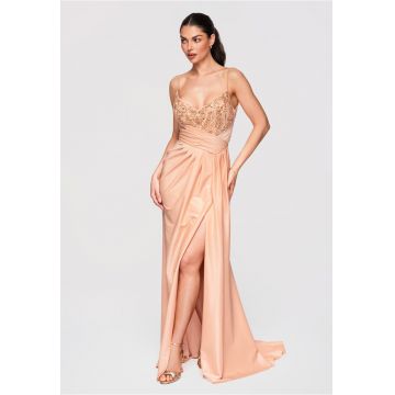 Rochie de seara maxi  LA-OM-DLR132 - Bej