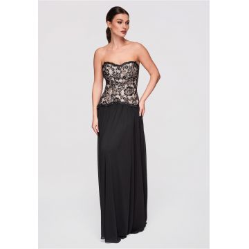 Rochie de seara maxi  LA-OM-DLR306 - Negru