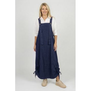 Rochie de vara tip sarafan lung cu bretele si snur reglabil, din denim subtire