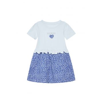 Rochie de zi -  bumbac - albastru - 95% bumbac - 5% elastan -