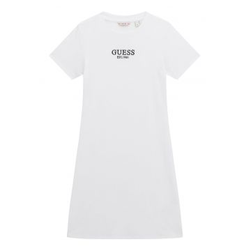 Rochie din amestec de bumbac cu logo - Alb