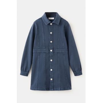 Rochie din denim cu guler - Bleumarin