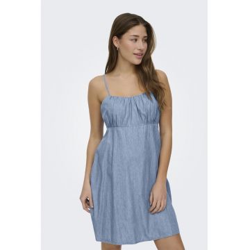 Rochie din denim cu maneci scurte - Albastru inchis