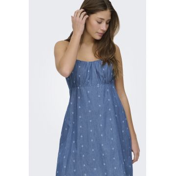 Rochie din denim cu maneci scurte - Albastru lavanda