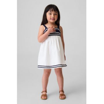 Rochie evazata cu detalii contrastante - Alb - Bleumarin -