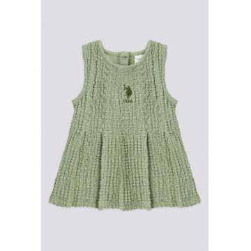 Rochie evazata cu model texturat - Verde sparanghel