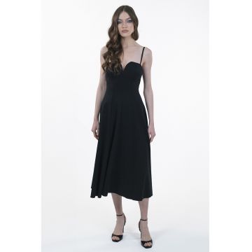 Rochie evazata fara maneci - Negru