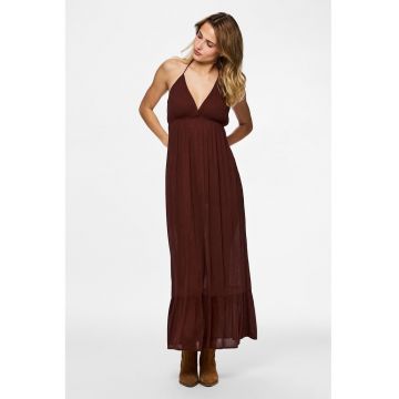 Rochie lunga cu decolteu in V - Visiniu