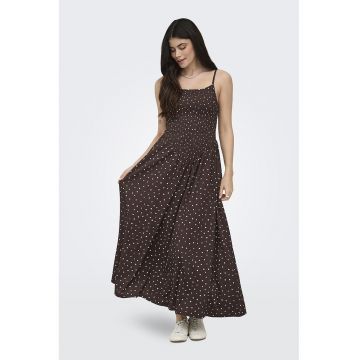 Rochie lunga cu imprimeu - Maro pamantiu