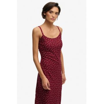 Rochie lunga si evazata - Rosu inchis