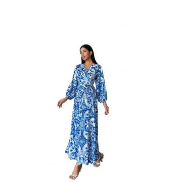 Rochie Maxi -  Imprimata - Albastru - Poliester/Lycra