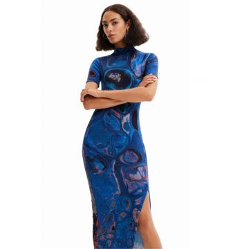 Rochie midi cu model abstract Hian -
