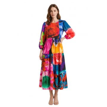 Rochie midi cu model floral Daisy -