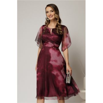 Rochie midi de ocazie in degrade magenta din voal fin