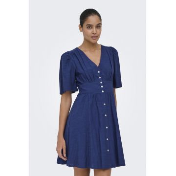 Rochie midi evazata cu maneci ample - Albastru royal