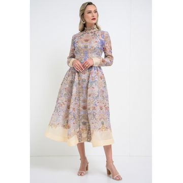 Rochie midi evazata - Multicolor
