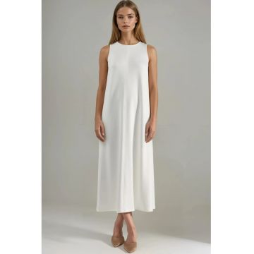 Rochie Midi -  Relaxed Fit - Alb - Tricot