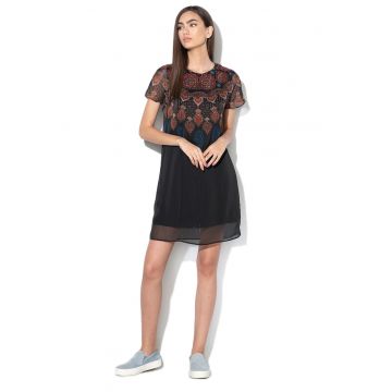 Rochie mini cu imprimeu floral Mexican - Negru