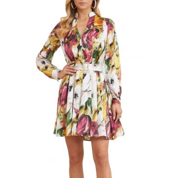 Rochie mini cu model floral - Multicolor