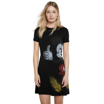 Rochie mini evazata cu model grafic