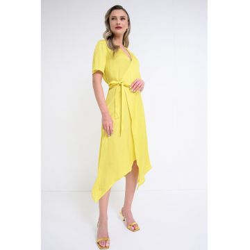 Rochie petrecuta cu decolteu in V Reforme - Galben sofran