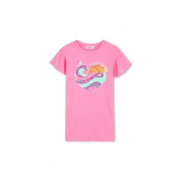 Rochie-tricou cu imprimeu - Fucsia