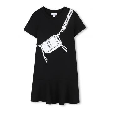 Rochie-tricou cu imprimeu grafic - Alb/Negru