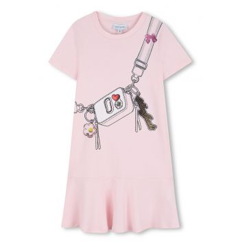 Rochie-tricou cu imprimeu grafic - Roz pastel/Roz pal